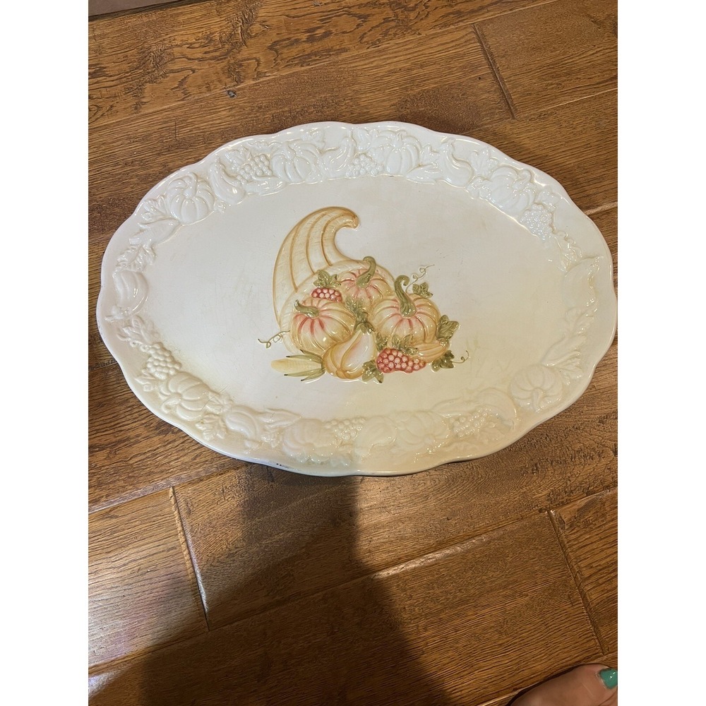 Large 18x13 Holiday Oval Serving Platter HOME ACCENT THANKSGIVING COLLECTION Box